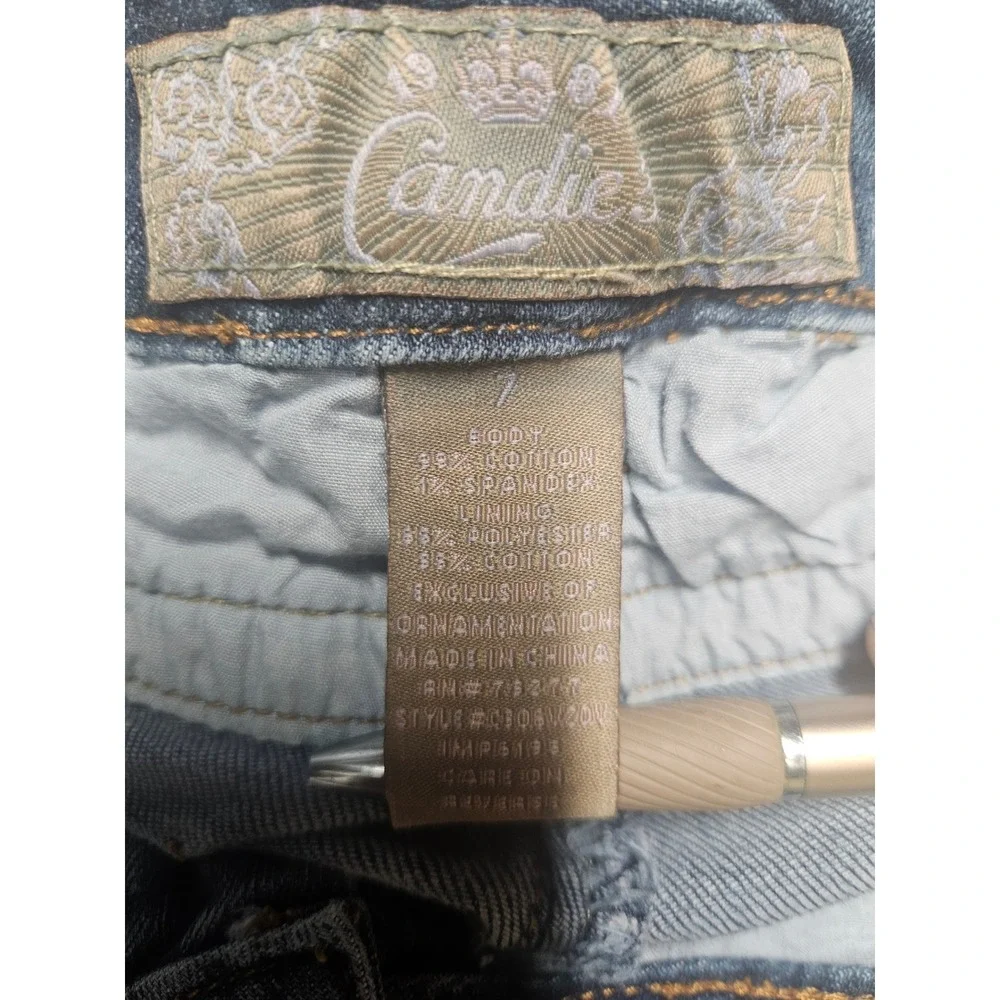 Candies Womens Low Rise Bootcut Jeans Animal Print Pockets Blue Size 7 CB06W20V